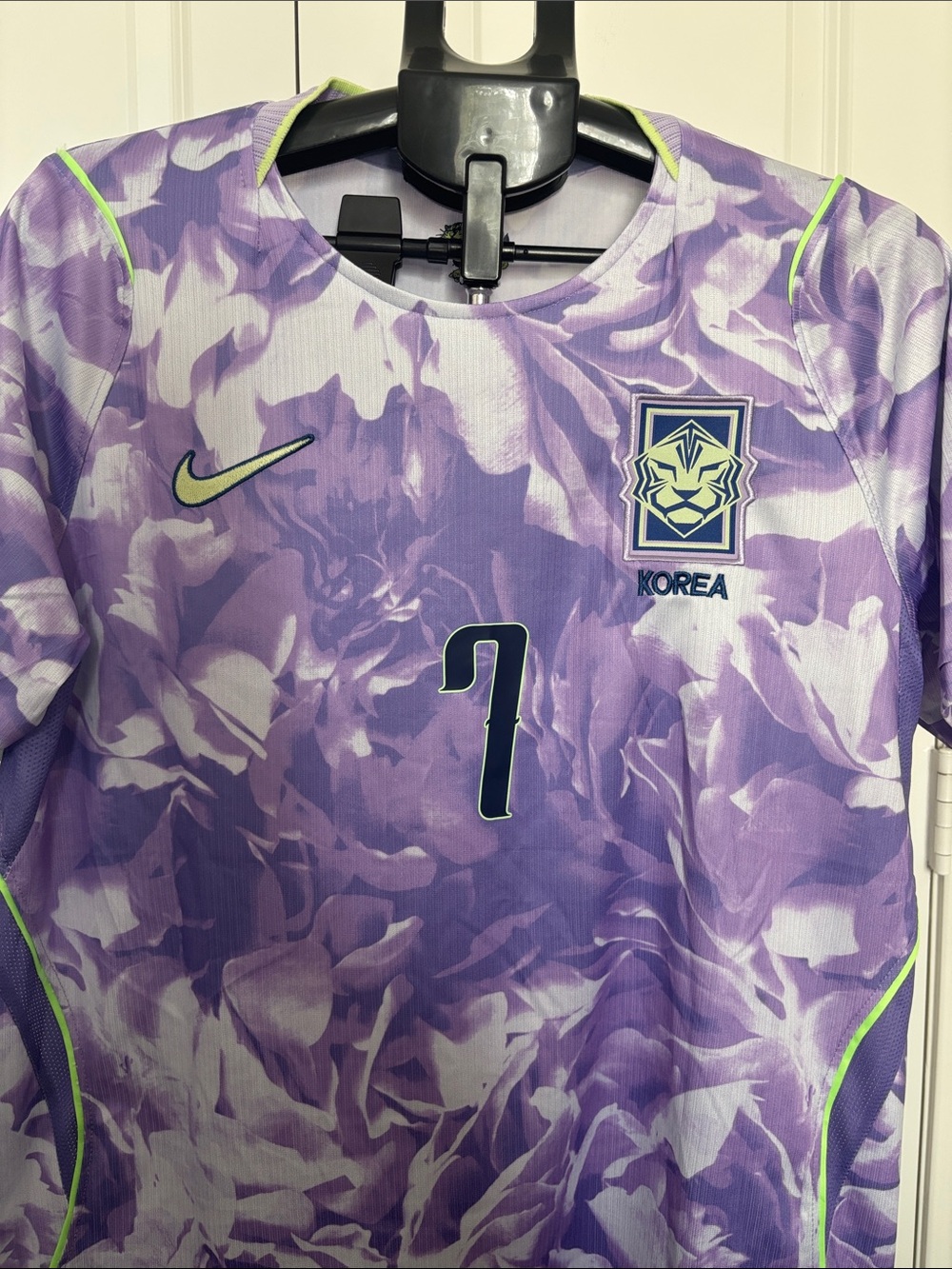 Nike Korea Men's Purple & White #1 Football Jersey with Neon Trim
